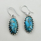 Blue Copper Turquoise 925 Sterling Silver Handmade Dangle Earrings For Women