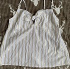 Victoria s Secret Women   s White Gold Striped Bow Camisole  Adjustable Straps  M