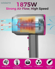 Professional Ionic Hair Dryer  Powerful 1800w Fast Drying Low Noise Blow Dryer W