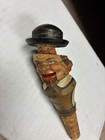 Vintage  Mechanical Bottle Stopper     Carved Man