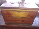 Vintage Handmade Wooden Accordion Sewing Box With Heart Inlays