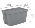 Sterilite 30 Gallon Storage Bin W  Snap-on Lid Gray Plastic Tote 2 Pack