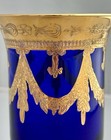 Rare Arte Italica Medici Cobalt Blue And 24k Gold 6  Wine Goblet Glass Ball Stem
