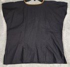 Mexican Huipil Shirt Womens Large Black Floral Birds Embroidered Boho Festival