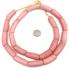 Handmade African Opaque Pink Elbow Recycled Glass Trade Beads-ghana