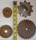 Lot 4 Cast Iron Industrial Gear Sprocket Lamp Base Steampunk Yard Art Etc