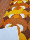 Awesome Rare Vintage Mid Century Retro 70s Yel Tan Cir Twist Drop Tall  Fabric 