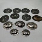 Western Concho Lot Oval Stamped Pewter Silver Tone Belt Saddle Leather Craft