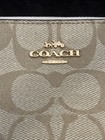 Coach Signature Pvc Double Corner Zip Wristlet Wallet  light Khaki chalk 