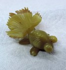 Vintage Hand Carved Green Jade Asian Fish Figure Art Sculpture Koi Fighting Gold