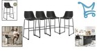30 Inch Counter Height Bar Stools Set Of 4 Faux Leather Modern Black With Met   
