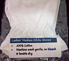 Lot  3-white 100  Cotton Utilitarian Gloves-ladies  Size Medium-machine Washable