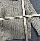 Vtg Kandahar Sweater Fisherknit Worsted Wool Turtleneck Beige Gray Cable Chunky