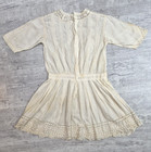 Antique Edwardian Ivory Girl Childs Dress Lace Embroidery Pin Tucking
