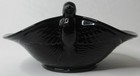 Vtg L E Smith Black Amethyst Bird Handle Depression Glass Decorative Bowl 7 5 
