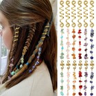 12 Pcs Hair Jewelry For Braids - Natural Crystal Dreadlock Accessories  Gold Cuf