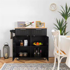 Rolling Kitchen Cart Island Heavy Duty Storage Trolley Cabinet Utility Black