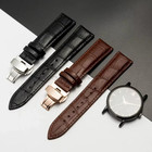 14-24mm Genuine Leather Watch Band With Butterfly Clasp Replacement Strap