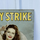 Rare 1940 s Lucky Strike Cigarettes Pin Up Embossed Tin Tacker Metal Sign