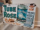 C 1940s Original Vintage Tube Rose Scotch Snuff Sign Metal Embossed Tobacco Rare
