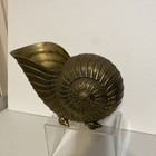 Vintage Mid-century Modern Footed Heavy Brass Nautilus Shell Planter