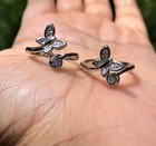 2 Pc 925 Sterling Silver   Cz Toe Rings Adjustable  High Polish  Gold Plated   8