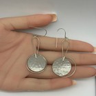 Av Mexico 925 Sterling Silver Hammered Disc Modernist Long Dangle Earrings 2 5 