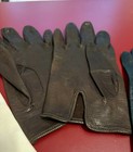 Macy s Vintage Dark Brown black white Leather Women s Gloves A2