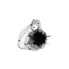 Black Fascinator Tea Party Hat Wedding Cocktail Mesh Flower Headband With Veil