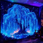 Blacklight Starry Night Tree Tapestry  Uv Reactive Neon Willow Tree Of Life Wall