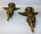 Pair Of Vintage antique Solid Brass bronze Cherubs Victorian Metal Sculpture Art