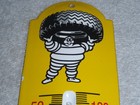 Vintage Michelin Tires Man 11 3 4  Porcelain Metal Gasoline Oil Thermometer Sign