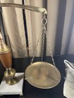 Vintage Scales Of Justice Brass  Wood  Marble Base Balance Scale 18    Tall