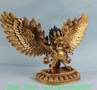7 8   Old Tibet Purple Bronze 24k Gold Redpoll Winged Garuda Bird Buddha Statue