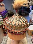 Vintage Handmade Coral Hat   Silver Jewelry Hat  Ethnic Tribal Ceremony Hat