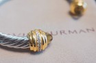 Davldyurmanclassic6mm cablebrown Crystal Bracelet With Silver Dome Bangle Size M
