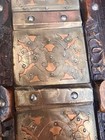 Vintage Indian Haveli Brass Over Copper Carved Wood Architectural Wall Panel 21 