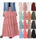 Zenana Maxi Skirt Womens Plus Size Tiered Raw Hem Drawstring Size 2x New 