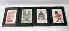 Vintage Mixed Lot Of 7 Miniature English Souvenir Framed Paper   Ink Signed Barb