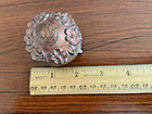 Antique Vintage Ornate Casket Style Metal  Jewelry Box Footed W Pansies Pretty