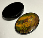 Fedoskino Vintage  rachel  Lacquer Box Artist Signed  Russia Ca 1993 Oval 4   x 3   
