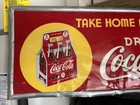 Vintage 1940 Coca Cola 6 Pack Tin Sign 18x42