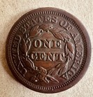 1853 One Cent Braided Hair  Large Cent In Square Capsule Nice 