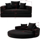 67  Convertible Futon Sofa Bed Round Folding Comfy Corduroy Couch With 3 Pillows