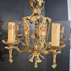 Vintage 1920s 30s Solid Brass 5 Light Chandelier Spanish Revival
