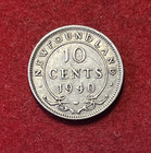 Newfoundland 10 Cents 1940 Silver Coin Km 20 T6757