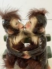 Kissing Monkeys Porcelain Figurine Japan Mcm Fuzzy Furry Monkey Couple Vintage