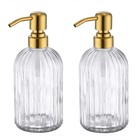 Gold Glass Soap Dispenser With Rust Proof Metal Pump  Vintage   Antique 