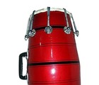 Red Velvet Dholak With Golden Fitting Instrument With Bag