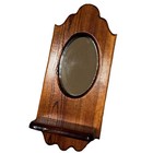 Vintage Wooden Mirrored Wall Shelf Candle Tall Oval